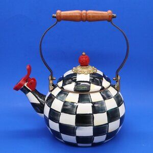 MacKenzie Childs Courtly Check Tea Kettle Whistling 2 qt.